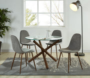 Lyna Side Chair - Grey Fabric with Walnut Finish Metal Legs-DECOROLALA