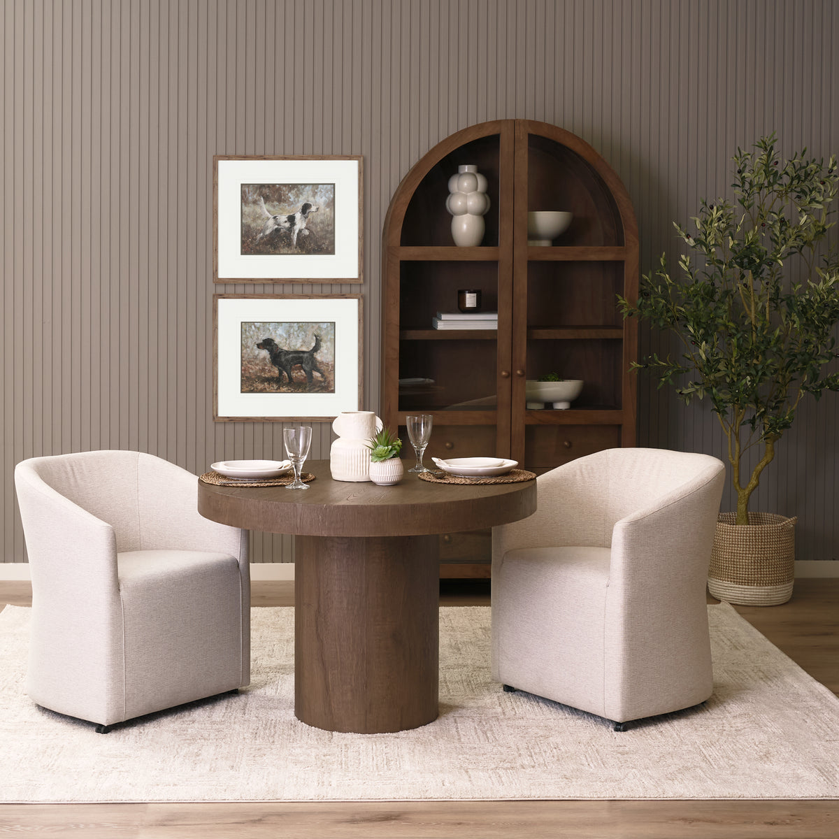 Lyonne 42" Round Pedestal Dining Table | Modern | Brown Wood | Seats 4-Dining Tables-DECOROLALA