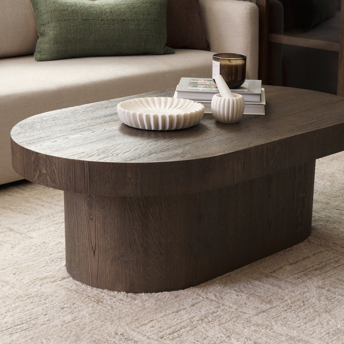 Lyonne Oblong Medium Brown Oak Wood Coffee Table-Coffee Tables-DECOROLALA