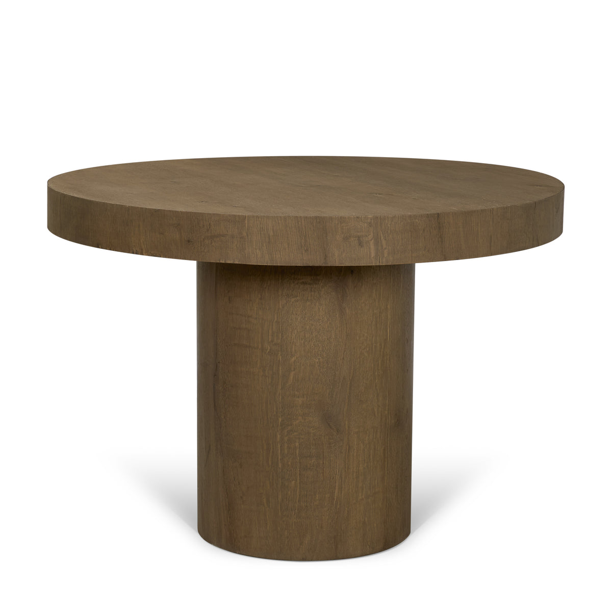 Lyonne Round Pedestal Dining Table - Brown Oak Wood-Dining Tables-DECOROLALA
