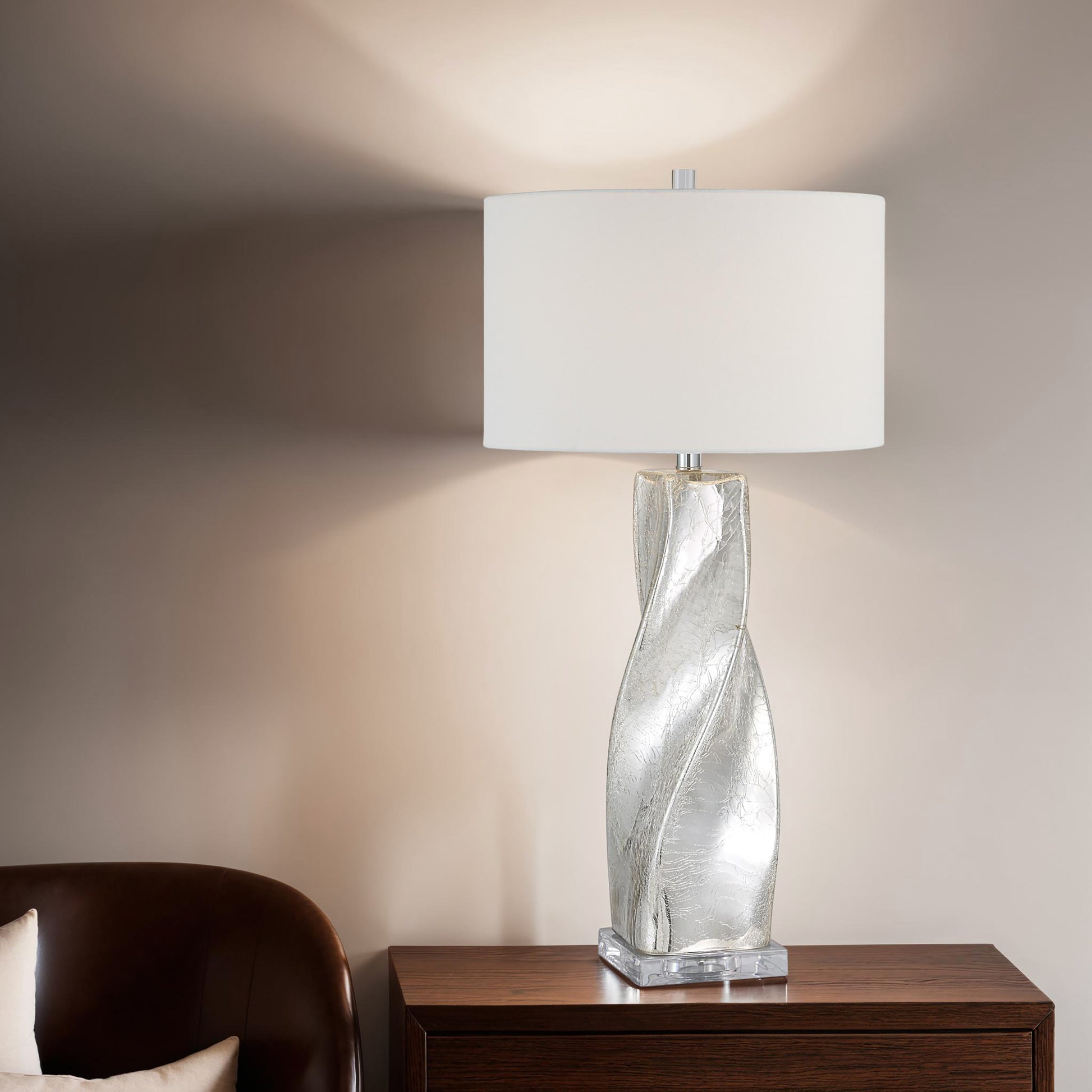 Lyons 31.5" Table Lamp with Crackled Mercury Glass-Table Lamp-DECOROLALA