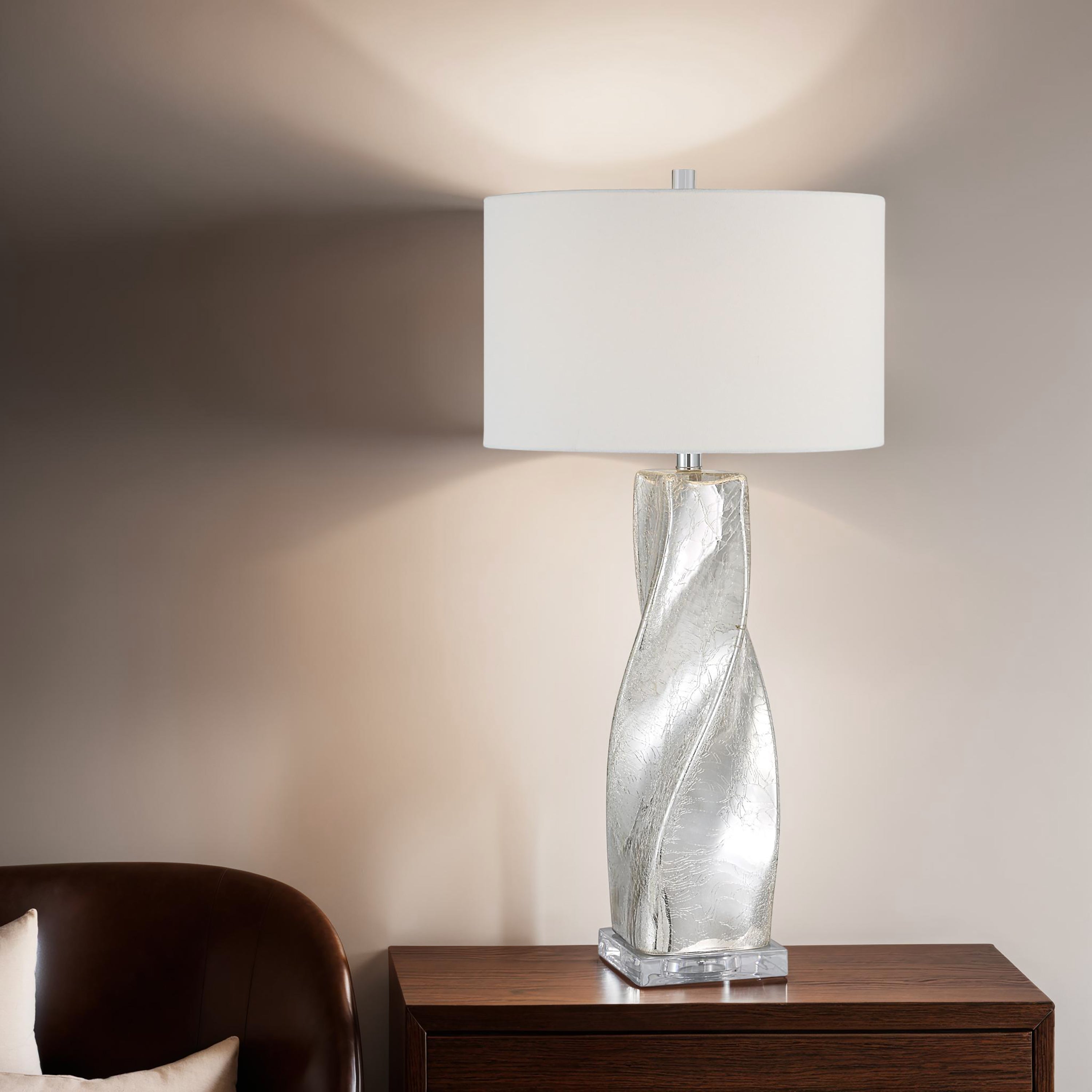 Lyons 31.5" Table Lamp with Crackled Mercury Glass-Table Lamp-DECOROLALA