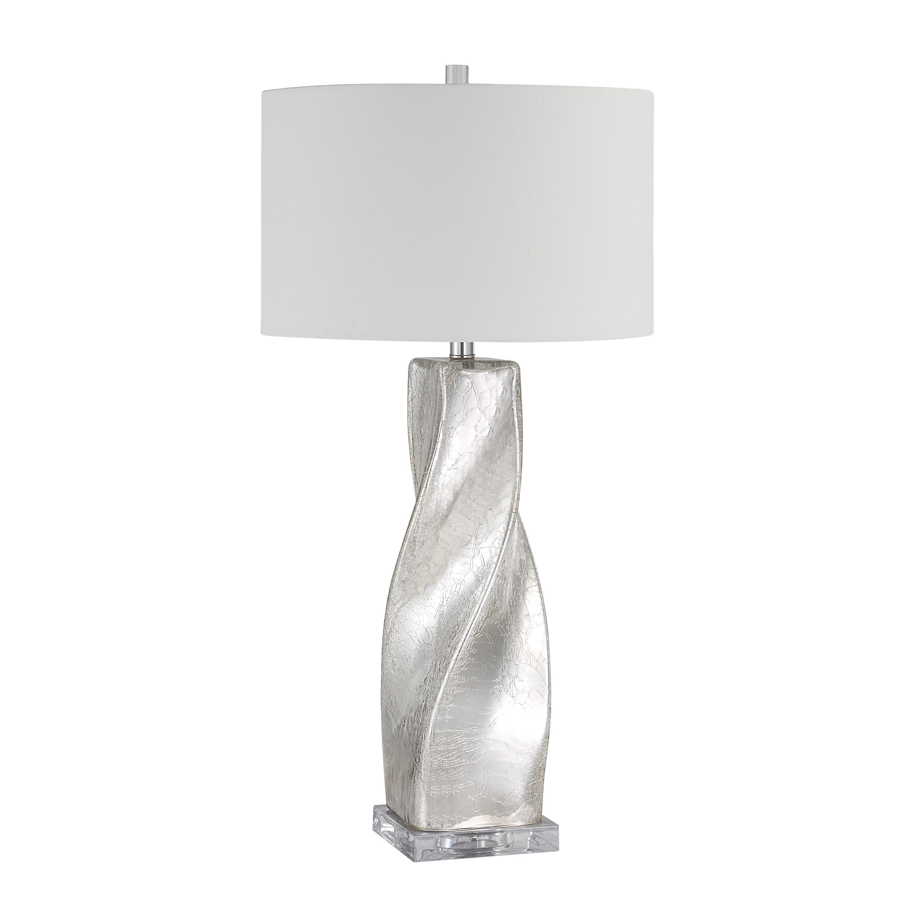 Lyons 31.5" Table Lamp with Crackled Mercury Glass-Table Lamp-DECOROLALA
