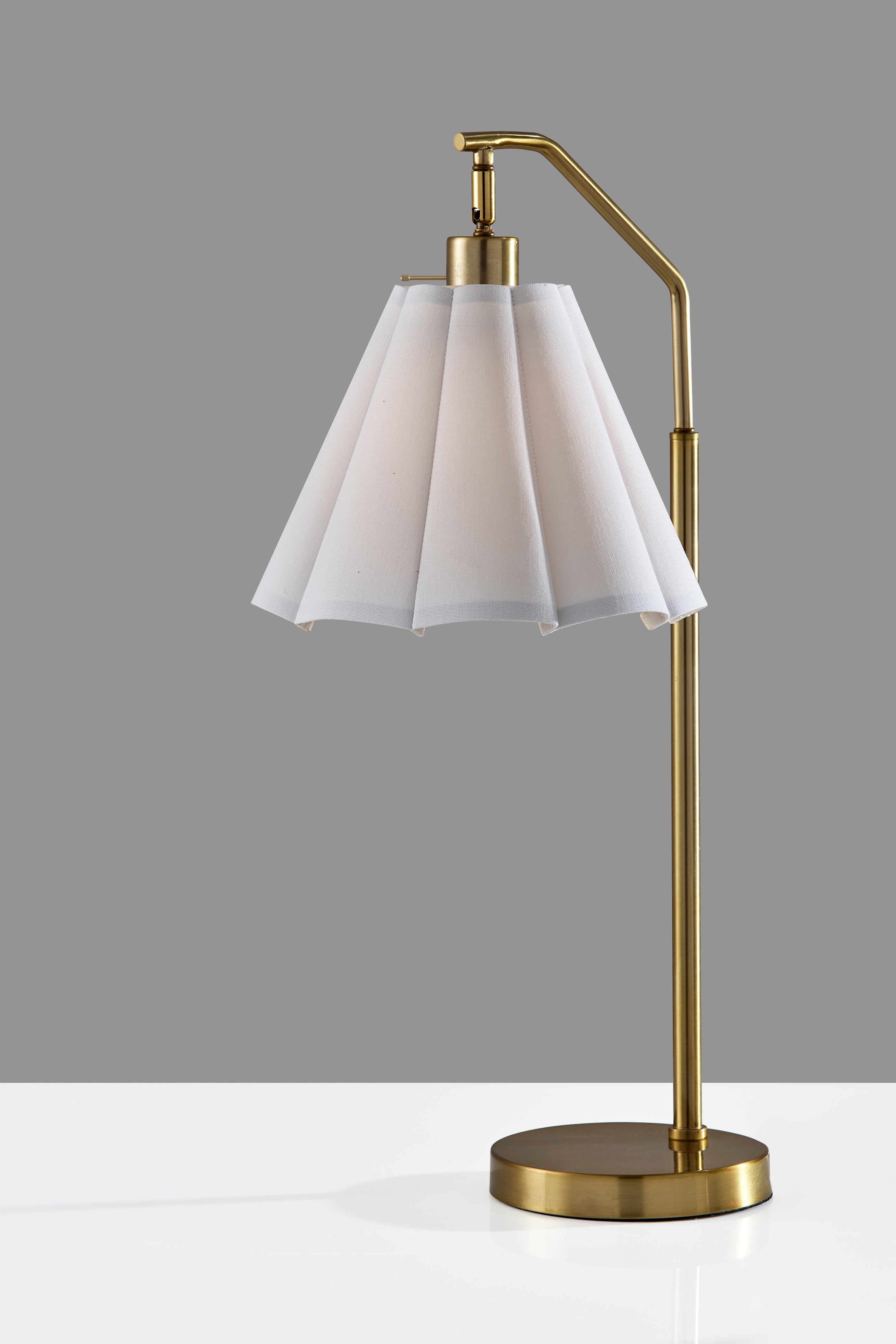 Lyra 26" Table Lamp Brass Antique White Shade-Lighting-DECOROLALA