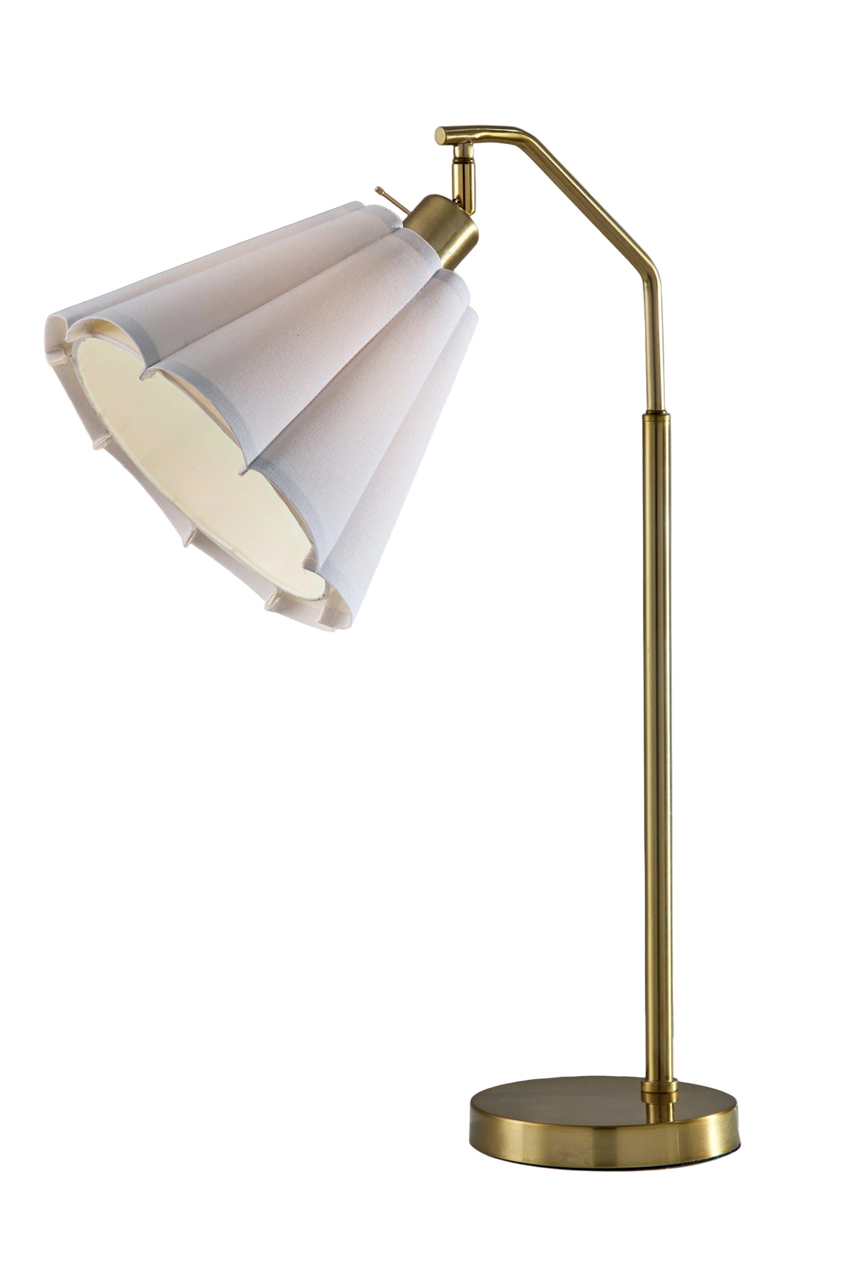 Lyra 26" Table Lamp Brass Antique White Shade-Lighting-DECOROLALA