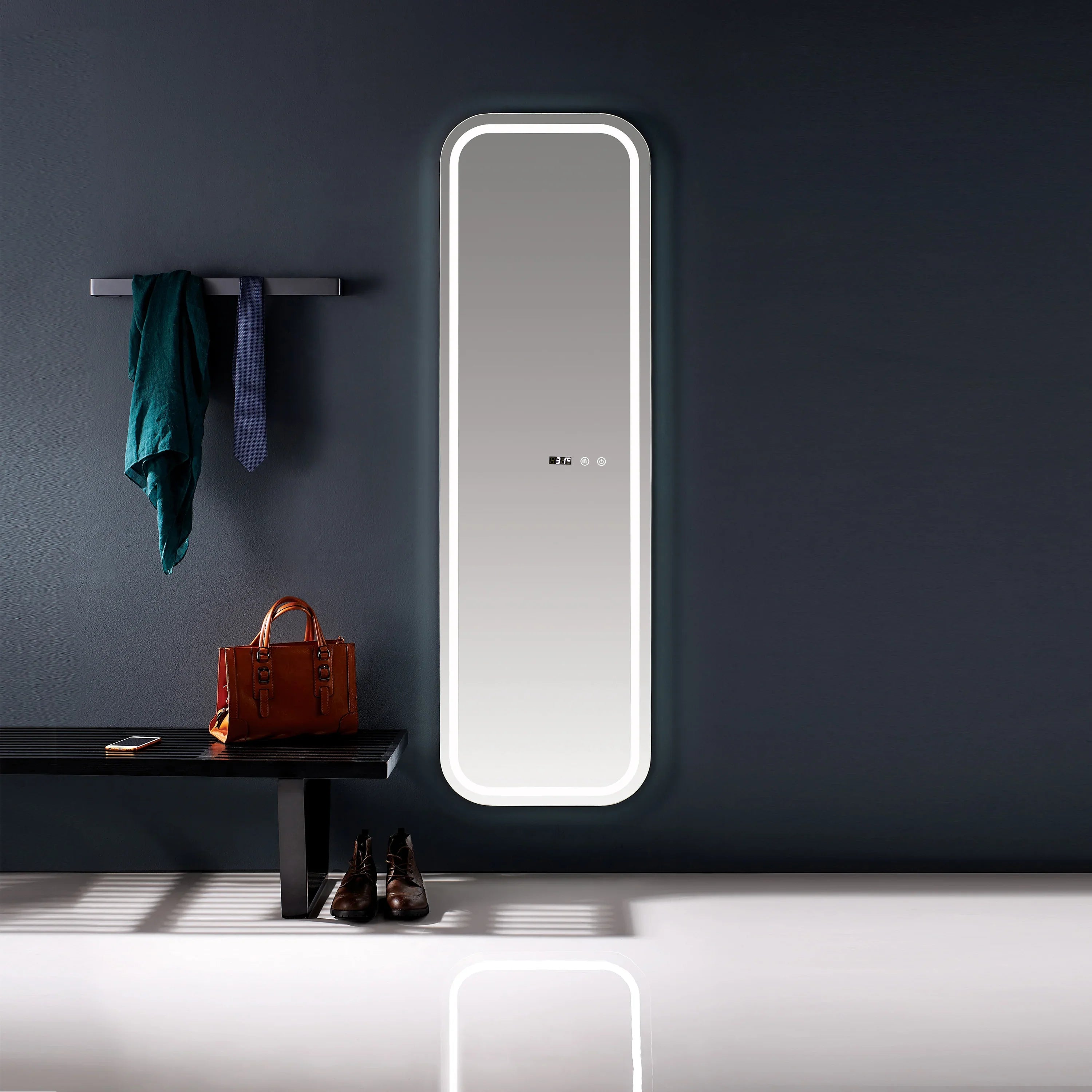 18" LED Mirror - Anti-Fog, Time & Temperature Display