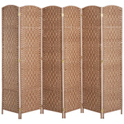 Séparateur de pièce pliant de 6 pieds, cloison murale à 6 panneaux avec cadre en bois pour chambre et bureau à domicile, finition naturelle