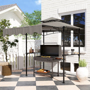 8' x 7.6' Grill Gazebo with Side Awning - Light Grey