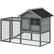 Rabbit Hutch Outdoor, 48"L Large Wooden Bunny Cage with Run, Grey