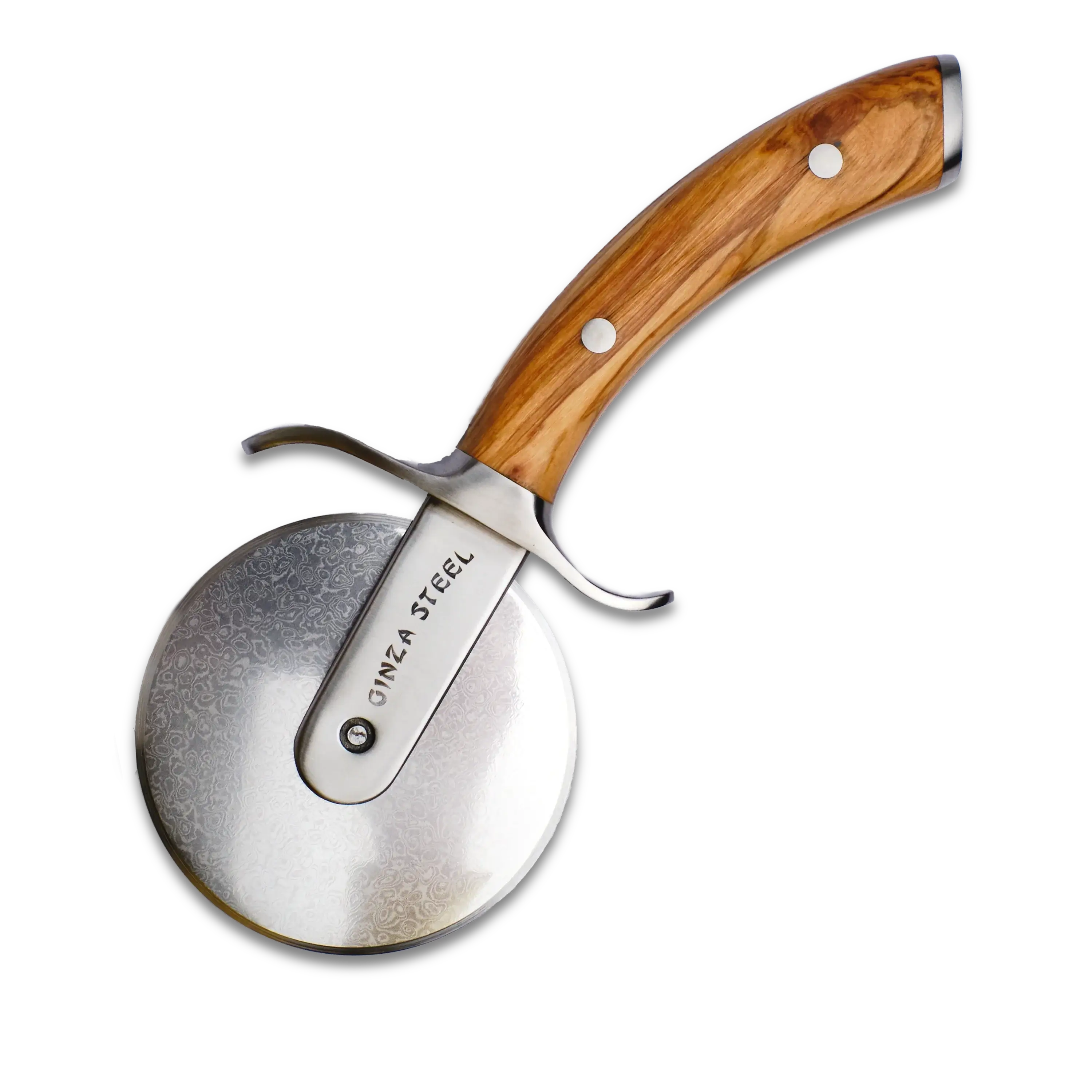 Ginza Steel MIA Pizza Slicer – Stainless Blade with Olive Wood Handle-0