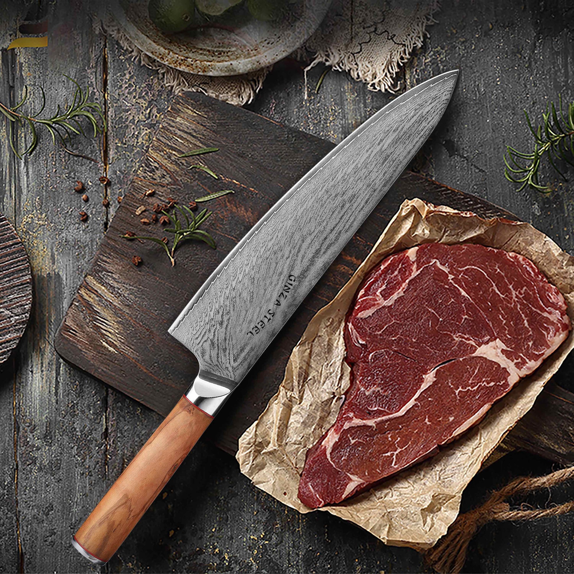 MIA THREE Chef Knife Set - AUS10 Damascus Steel-Knife Set-DECOROLALA