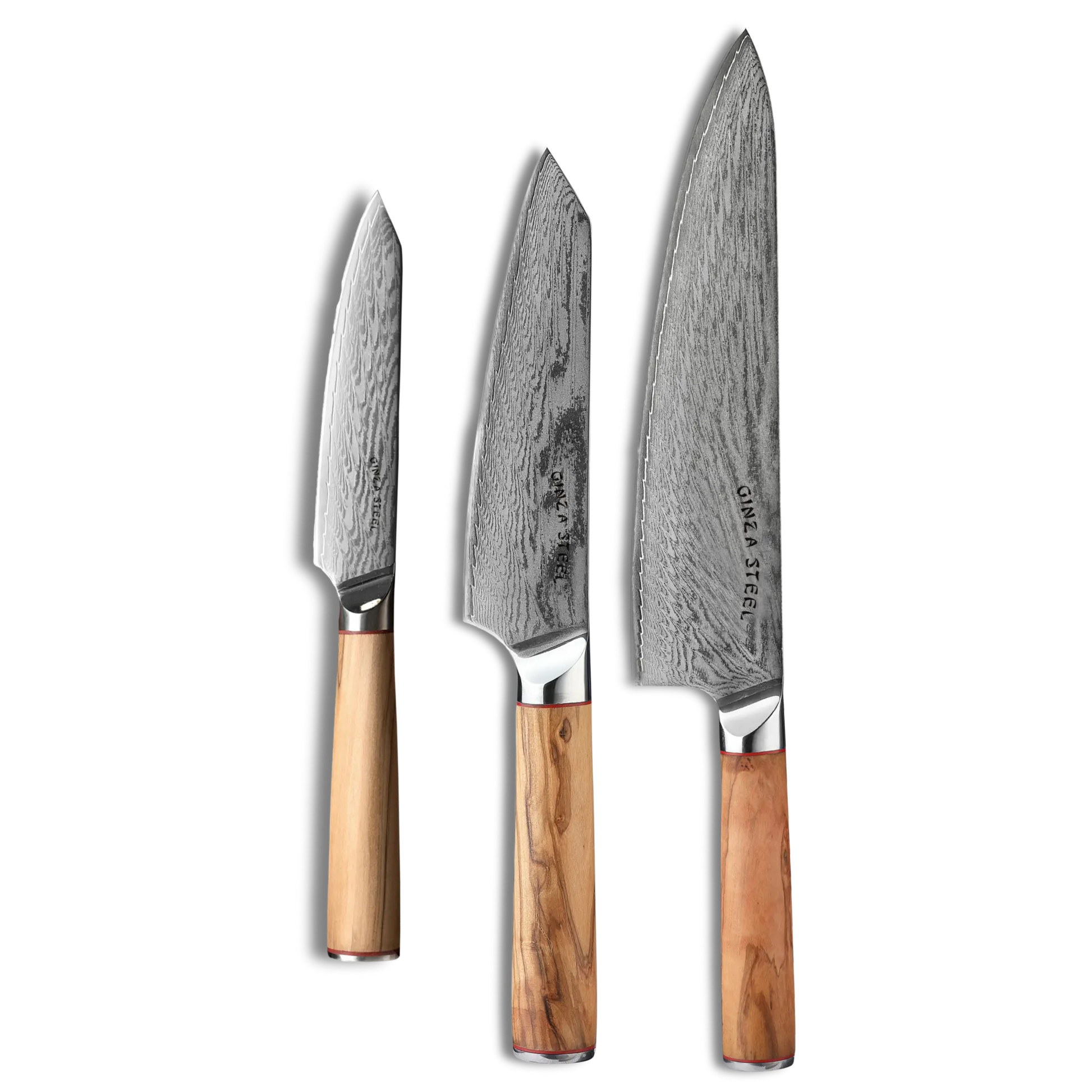 MIA THREE | Essential THREE Piece Chef Knife Set | AUS10 Damascus Steel-Knife Set-DECOROLALA