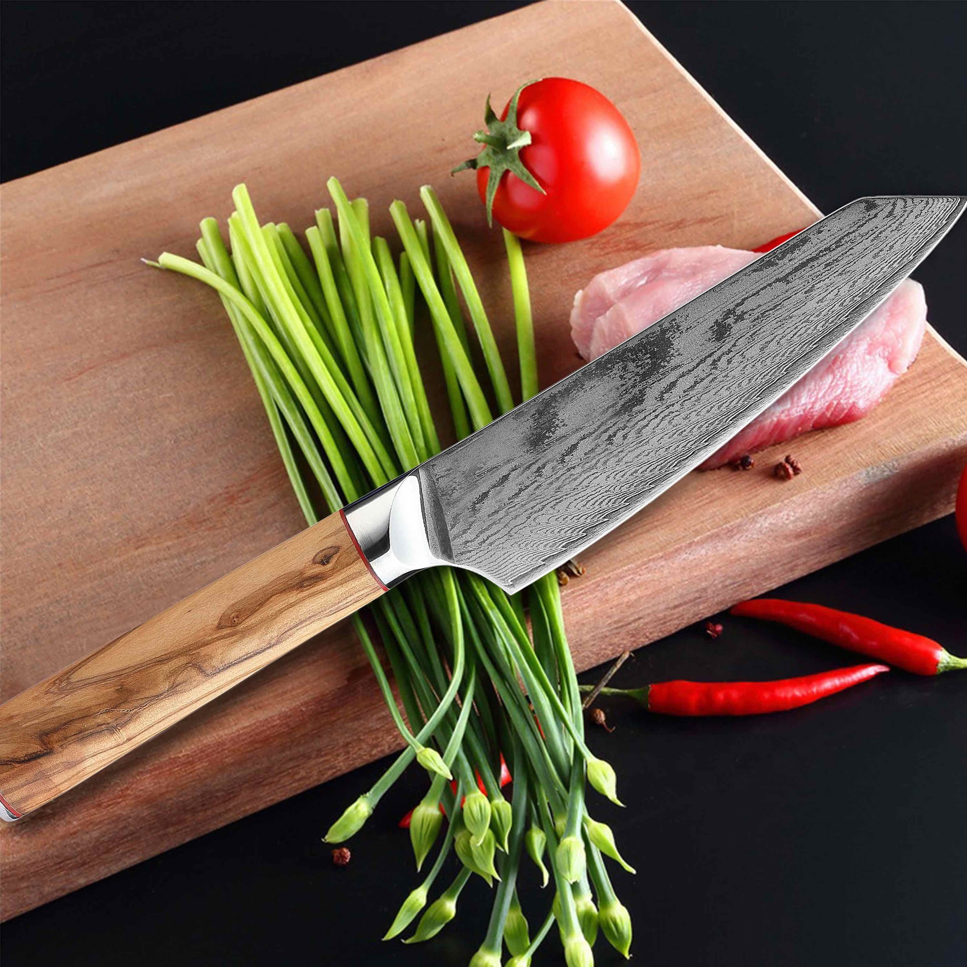 MIA TWO Chef Knife Set - AUS10 Damascus Steel-Knife Set-DECOROLALA