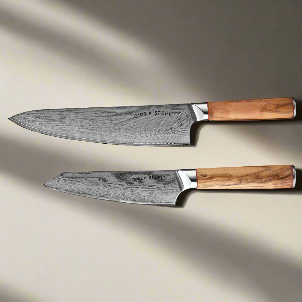 MIA TWO | Essential Two Piece Chef Knife Set | AUS10 Damascus Steel-Knife Set-DECOROLALA
