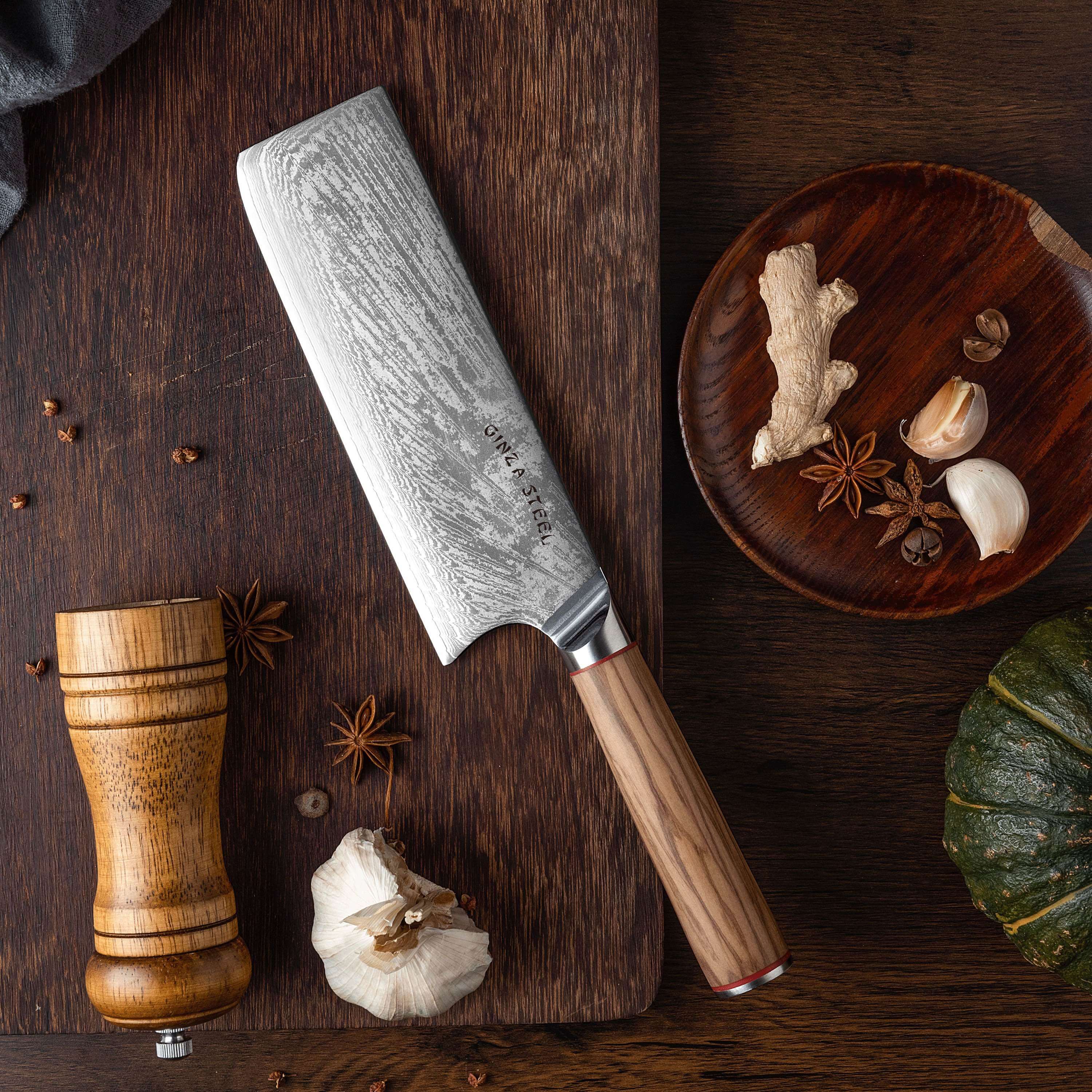 MIA X | Cleaver Knife 7" Damascus AUS10 Steel 67 Layer / Olive Wood handle-Cleaver Knife-DECOROLALA