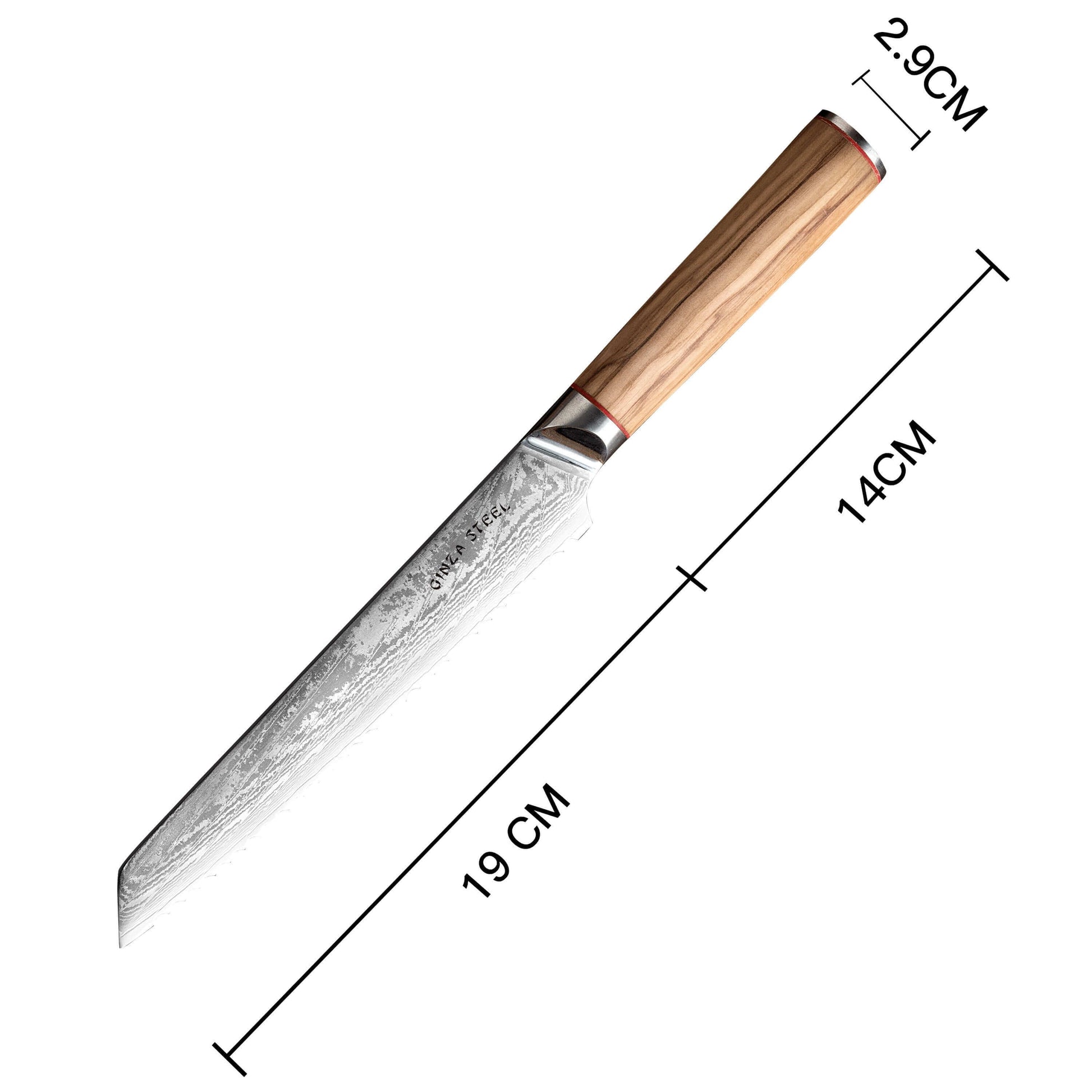 MIA Z | BREAD KNIFE 8" Damascus AUS10 Steel 67 Layer / Olive Wood handle-Bred Knife-DECOROLALA