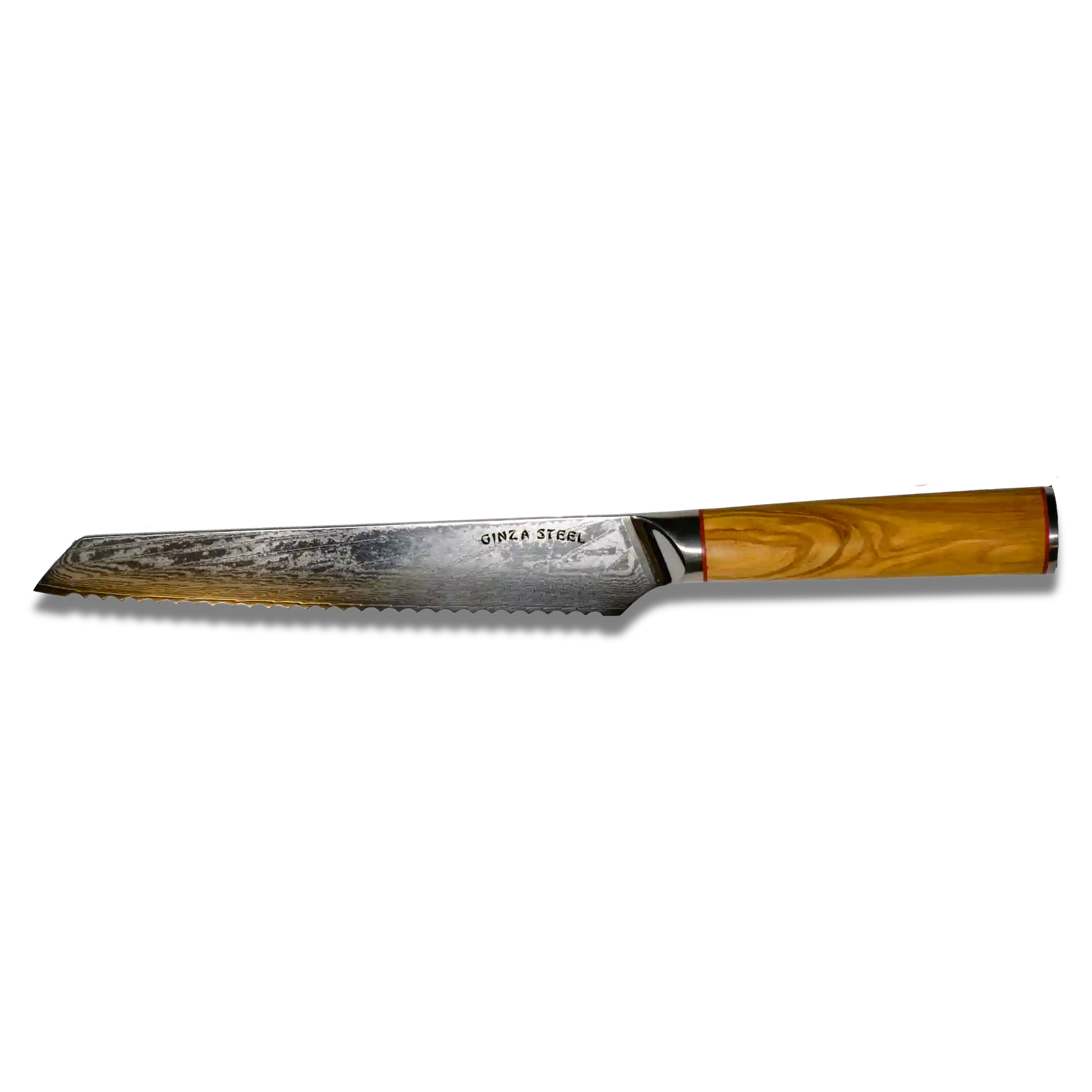 MIA Z Bread Knife 8" Damascus AUS10 Steel Olive Wood-Bred Knife-DECOROLALA