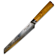 MIA Z Bread Knife 8" Damascus AUS10 Steel Olive Wood-Bred Knife-DECOROLALA