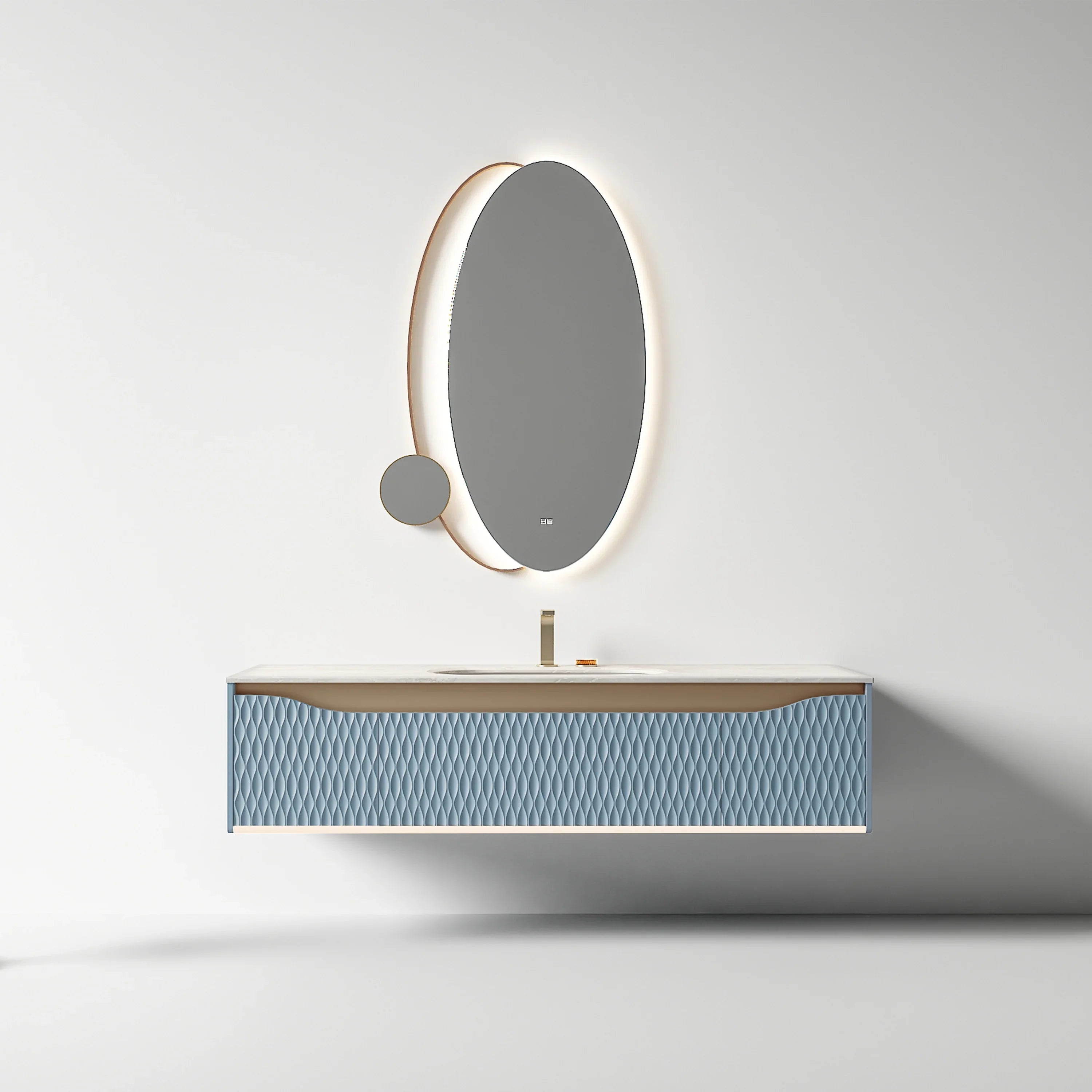LED Oval Mirror with Stainless Steel Frame and Anti-Fog