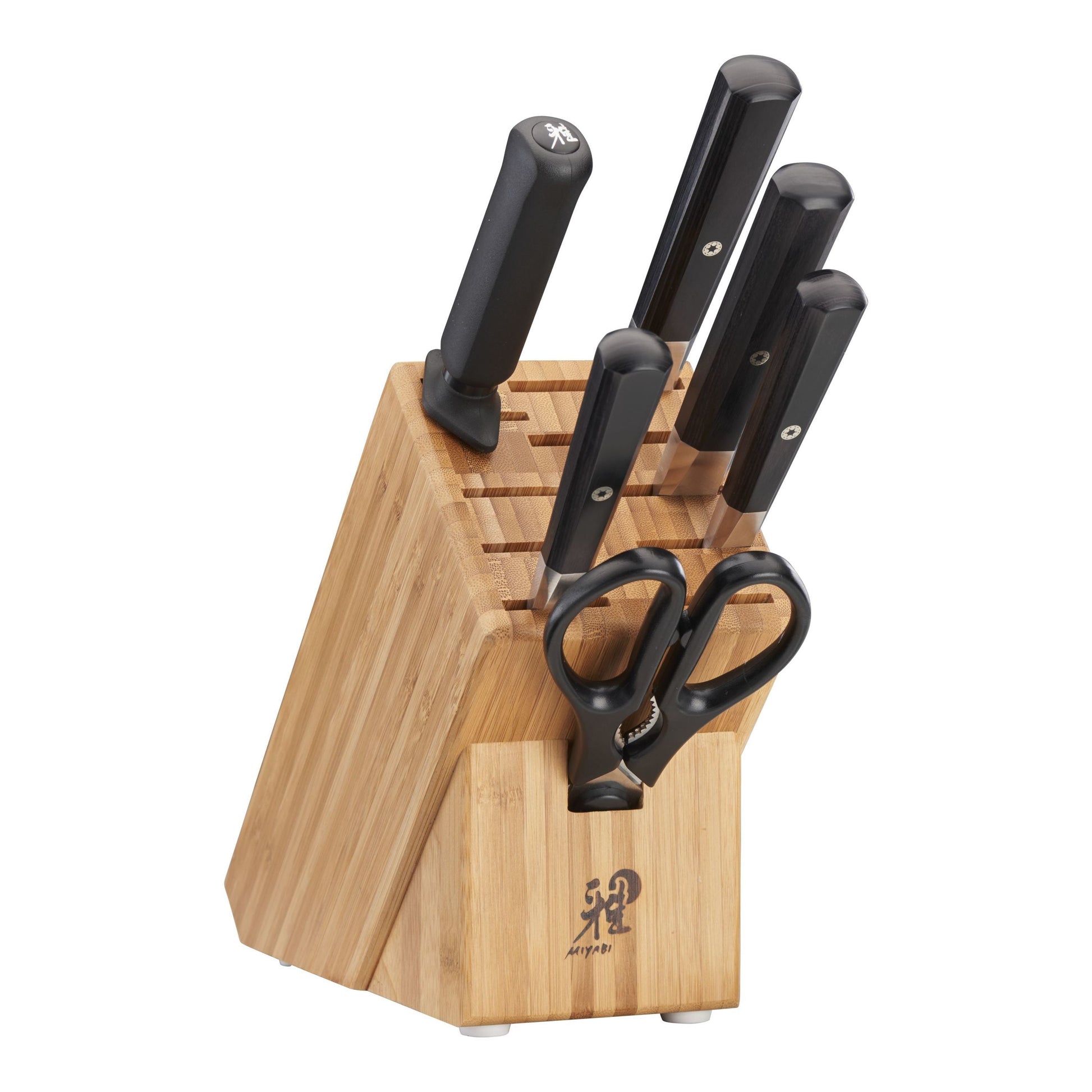 MIYABI 4000 FC 7 Piece Knife Block Set, Brown-n/a-DECOROLALA