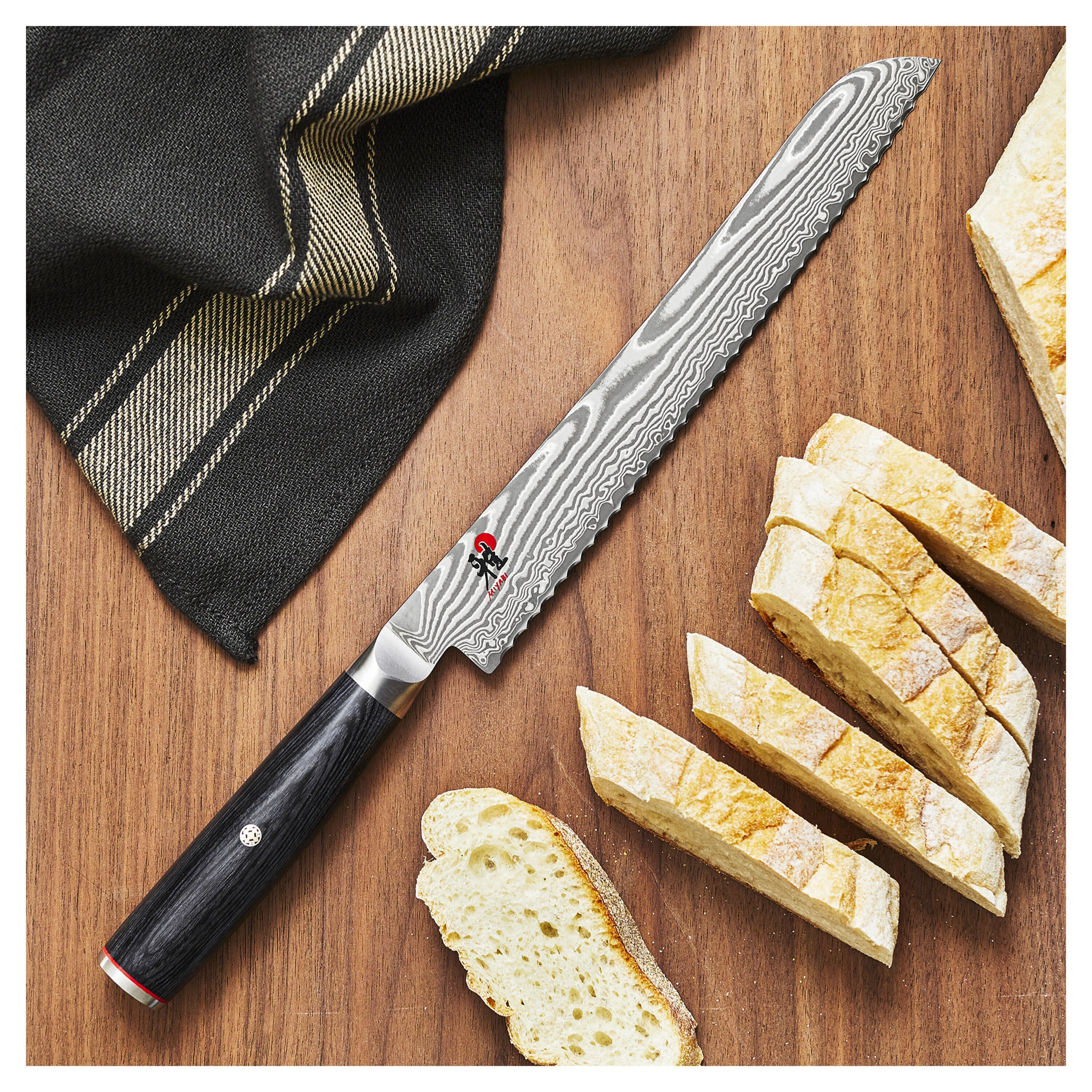 MIYABI 5000 FC-D 9.5 inch Bread Knife, Black-Bread Knife-DECOROLALA