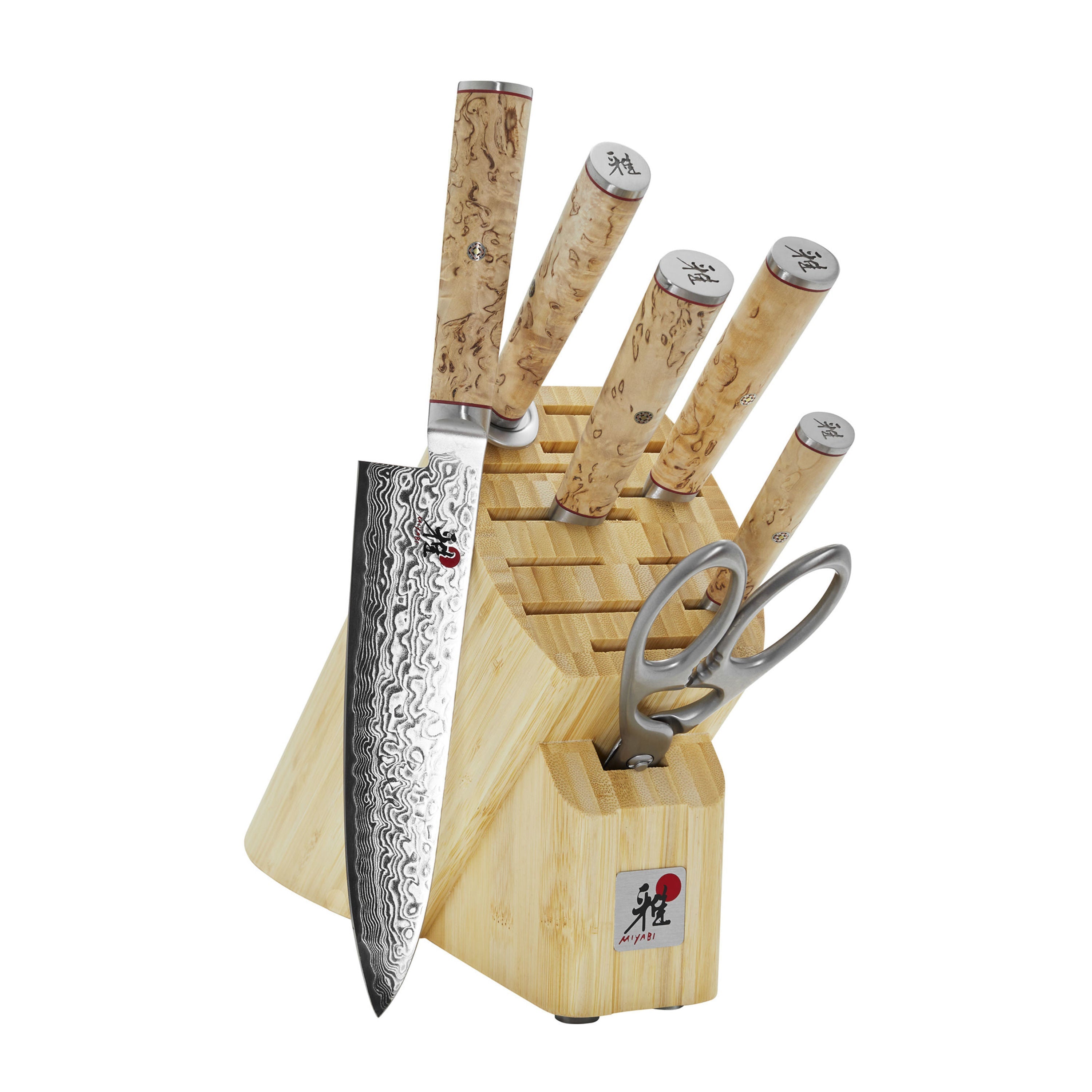 MIYABI 5000 MCD 7 Piece Knife Block Set, Brown-Knife Block-DECOROLALA