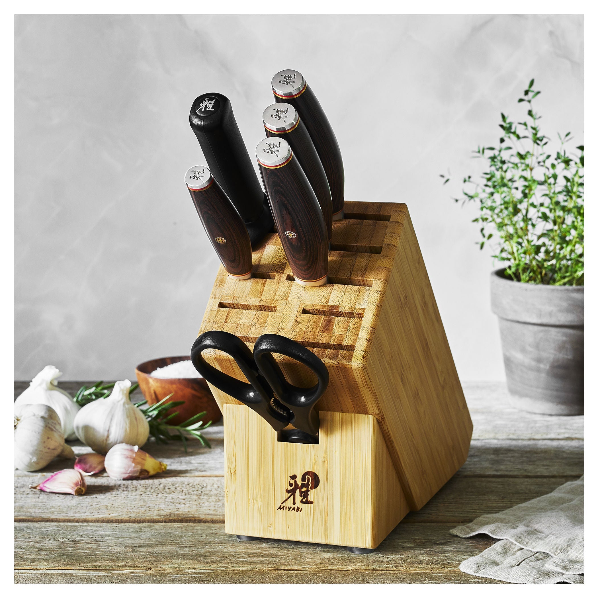 MIYABI 6000 MCT 7 Piece Knife Block Set, Nature-Knife Block-DECOROLALA