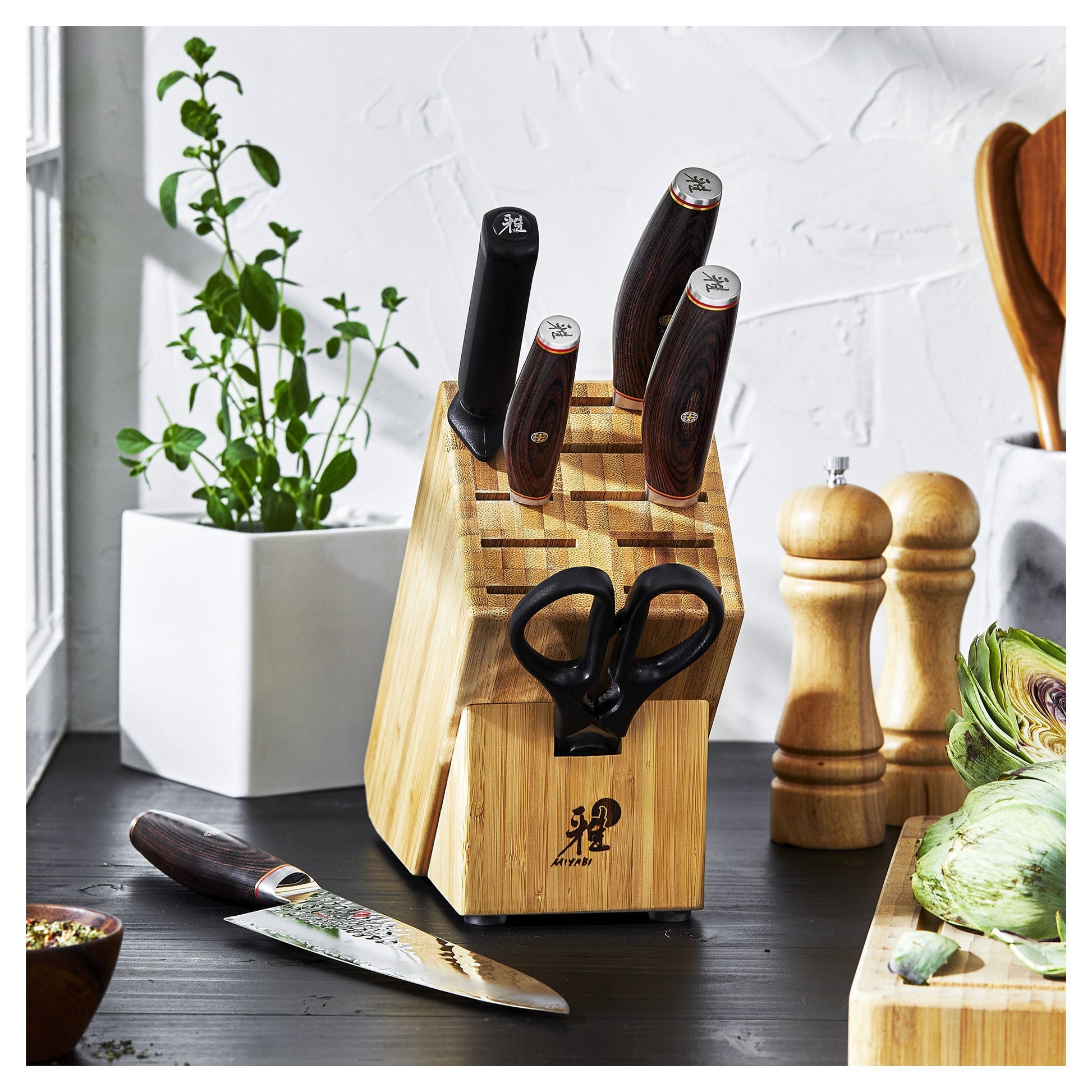 MIYABI 6000 MCT 7 Piece Knife Block Set, Nature-Knife Block-DECOROLALA