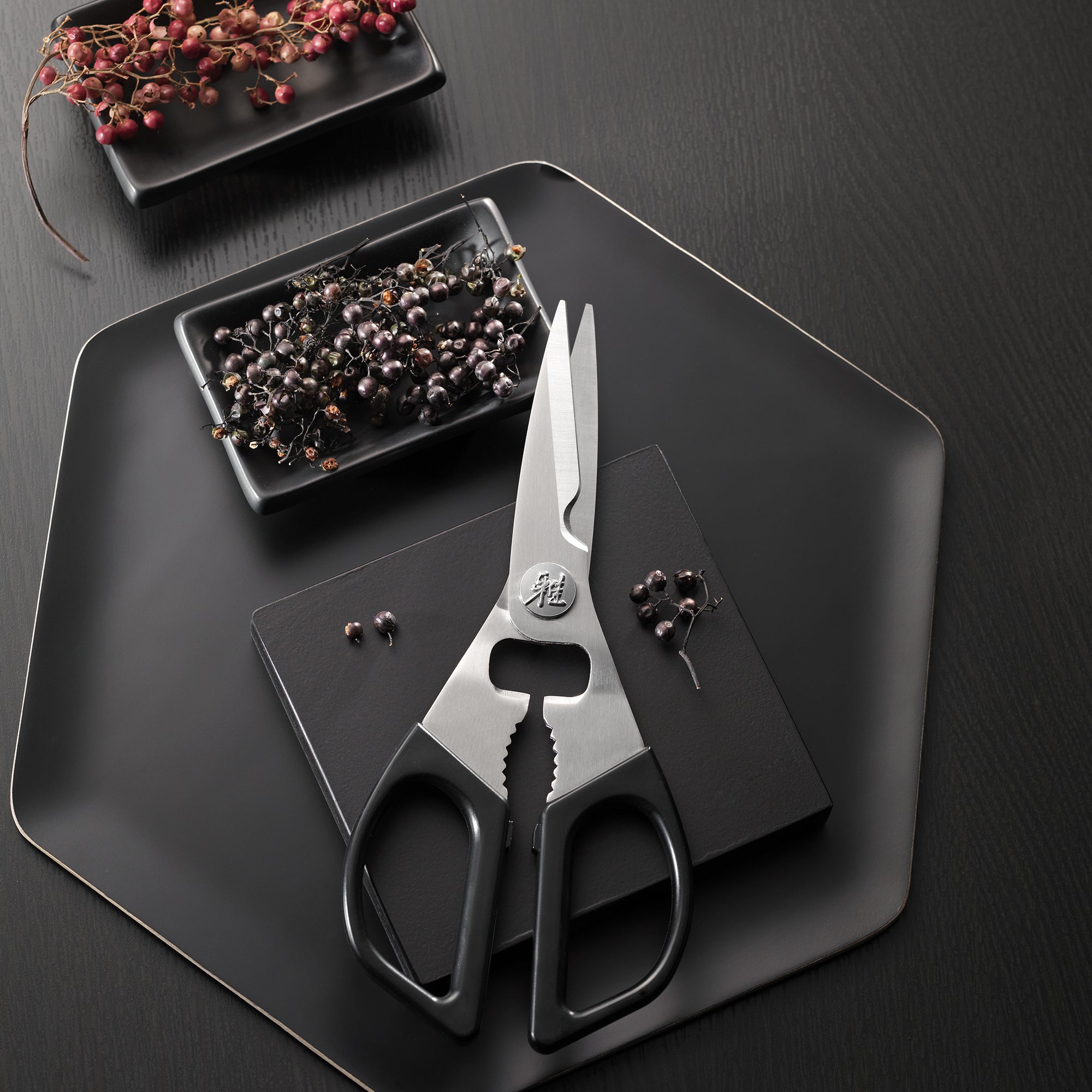 MIYABI Kitchen Shears 22cm Stainless Steel Black-Kitchen Shear-DECOROLALA