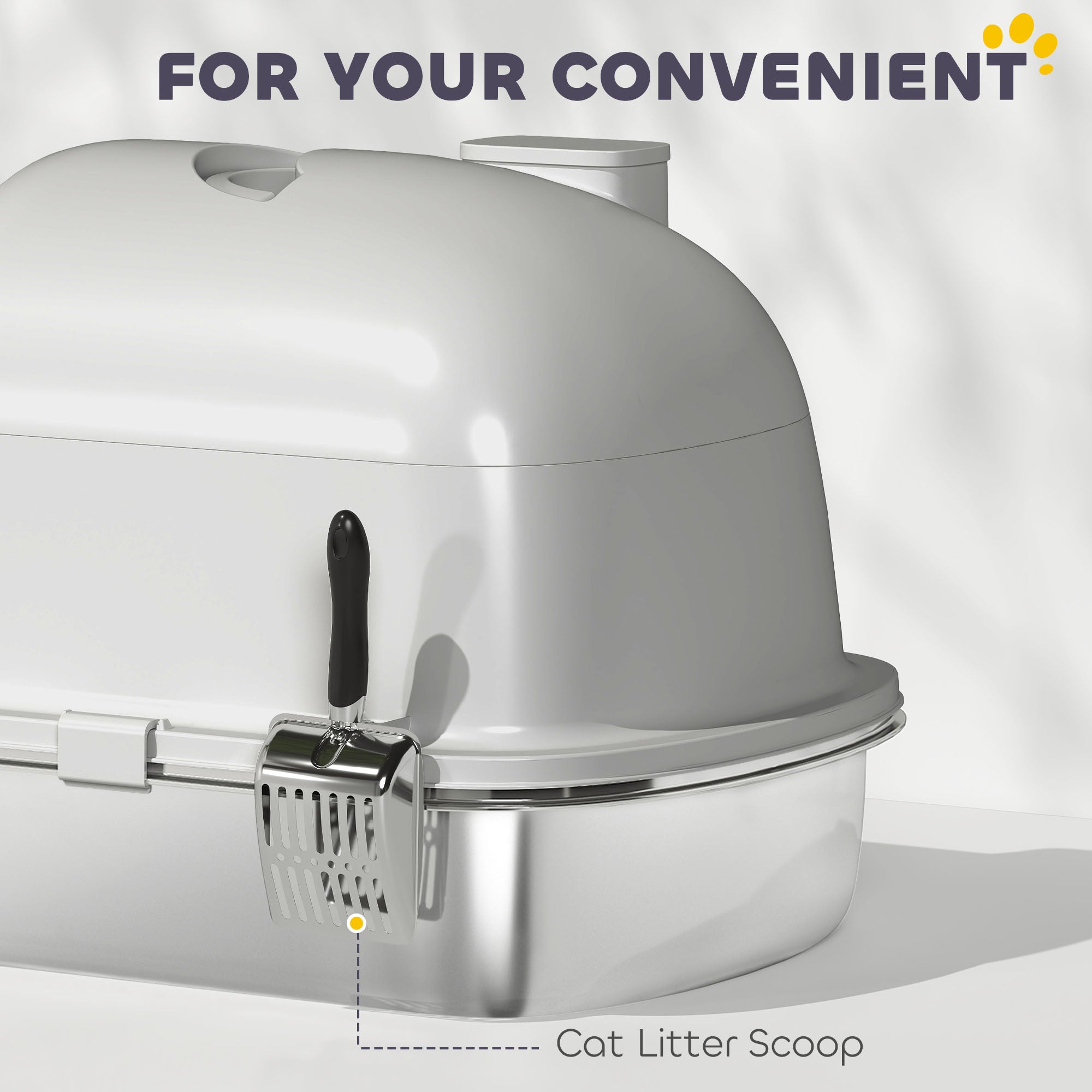 Enclosed Stainless Steel Litter Box, Metal Cat Litter Box with Scoop, Deodorizer Bag, Handle, Easy to Clean