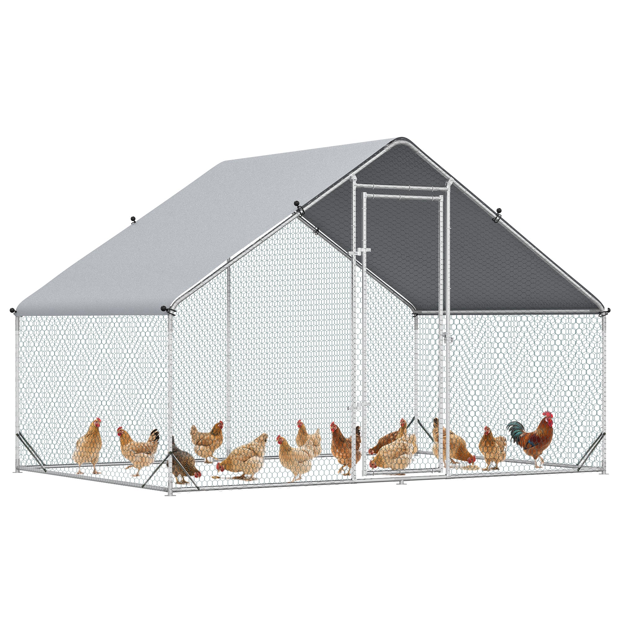 Poulailler-cage de 9.8' x 6.6' x 6.6', parcours extérieur pour poules avec couverture et porte verrouillable