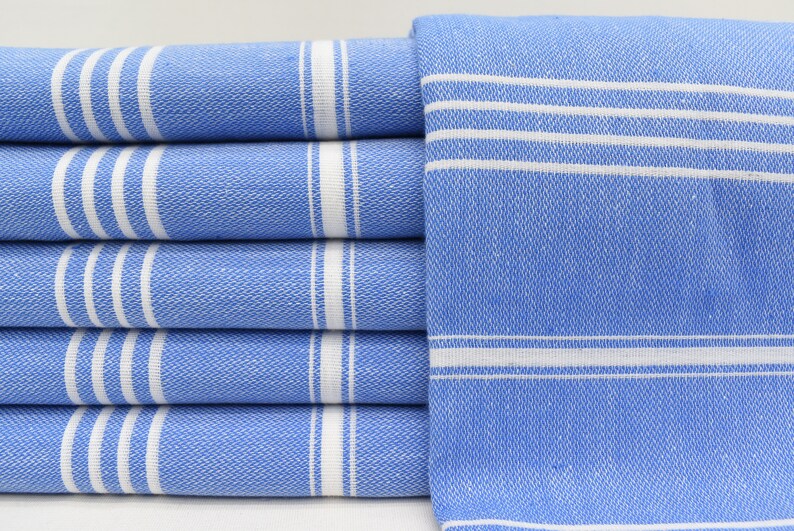 MONACO BLUE TURKISH TOWEL-Bath Towels-DECOROLALA