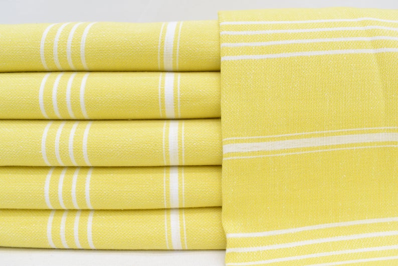 MONACO BRIGHT YELLOW TURKISH TOWEL-Turkish Towel-DECOROLALA