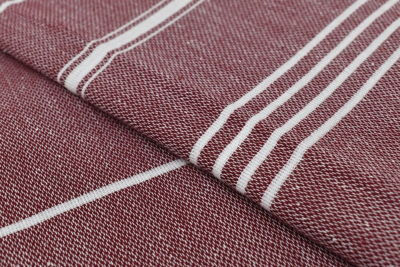 MONACO BURGUNDY TURKISH TOWEL-Turkish Towel-DECOROLALA
