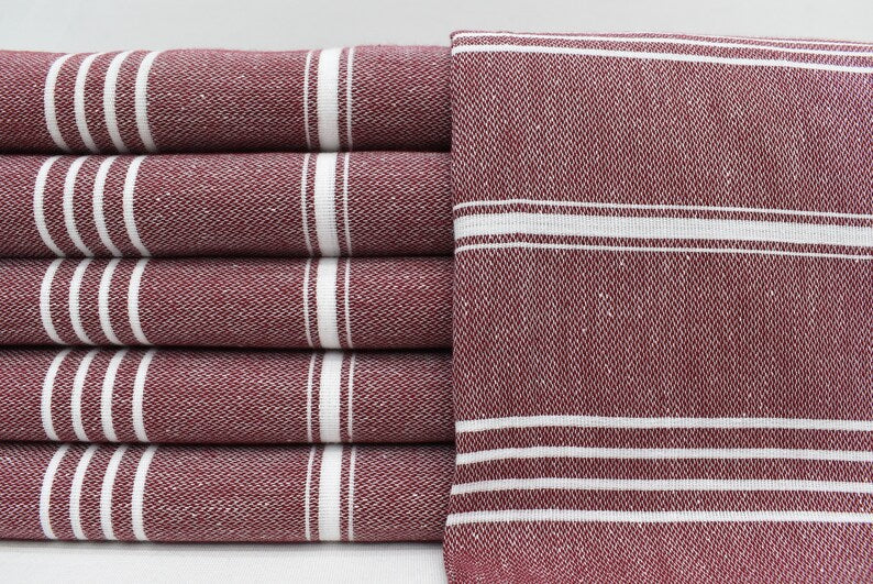 MONACO BURGUNDY TURKISH TOWEL-Turkish Towel-DECOROLALA
