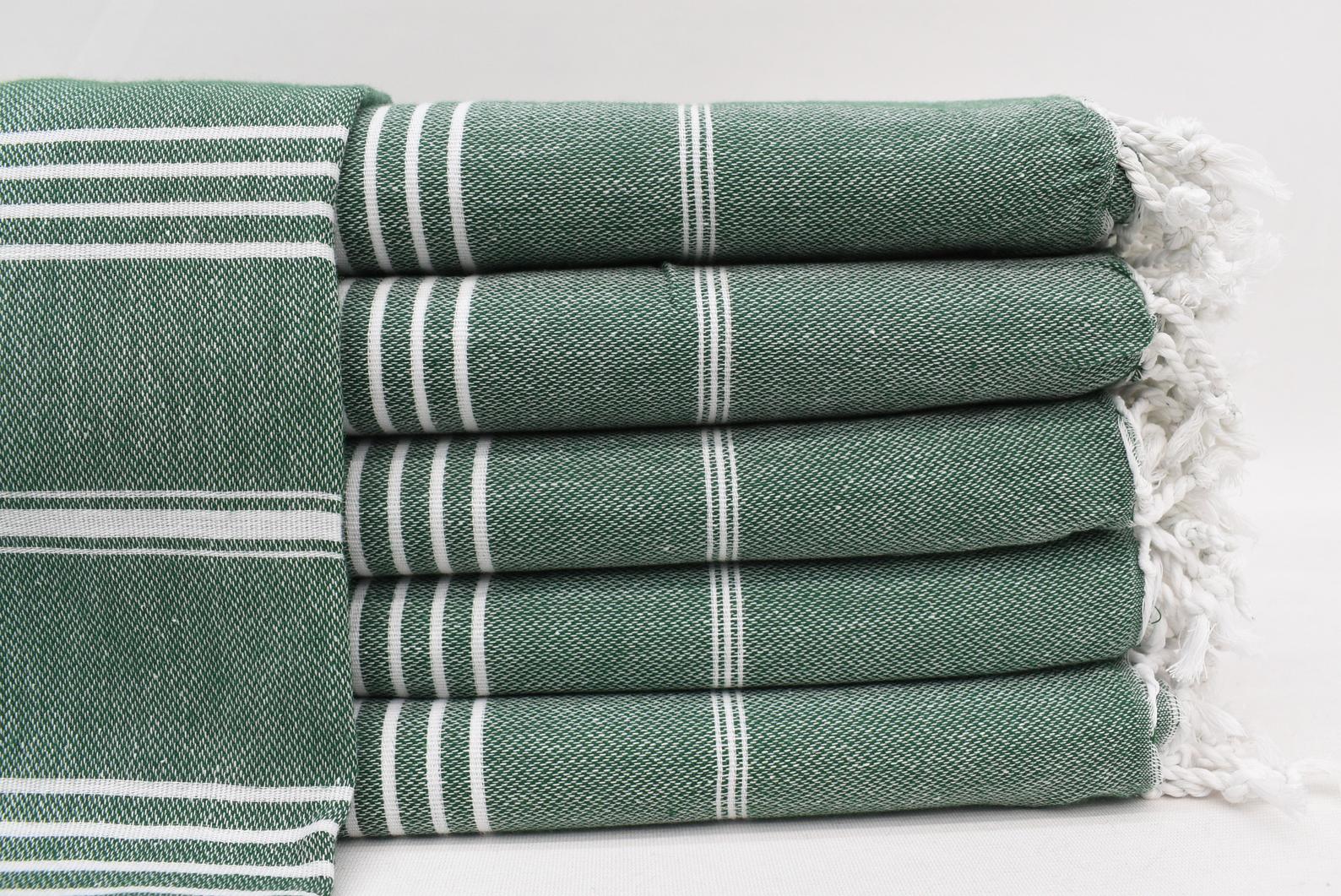 MONACO DARK GREEN TURKISH TOWEL-Turkish Towel-DECOROLALA