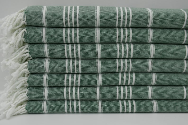 MONACO DARK GREEN TURKISH TOWEL-Turkish Towel-DECOROLALA