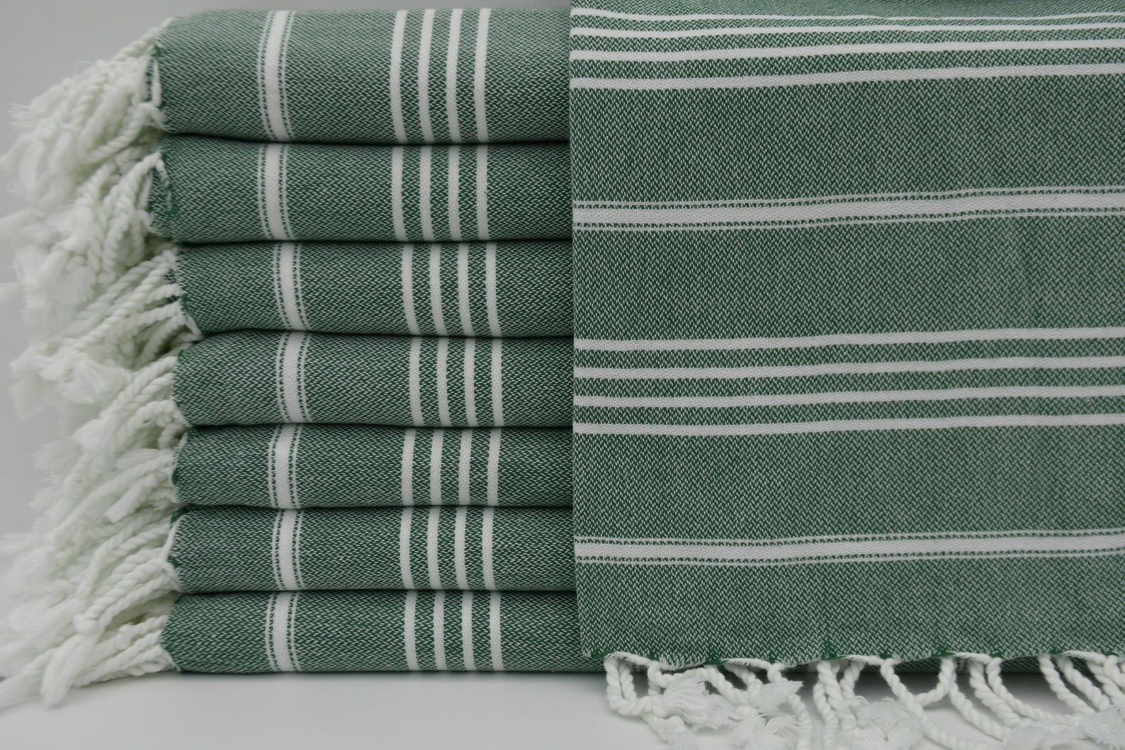 MONACO DARK GREEN TURKISH TOWEL-Turkish Towel-DECOROLALA