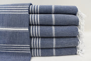MONACO NAVY TURKISH TOWEL-Turkish Towel-DECOROLALA