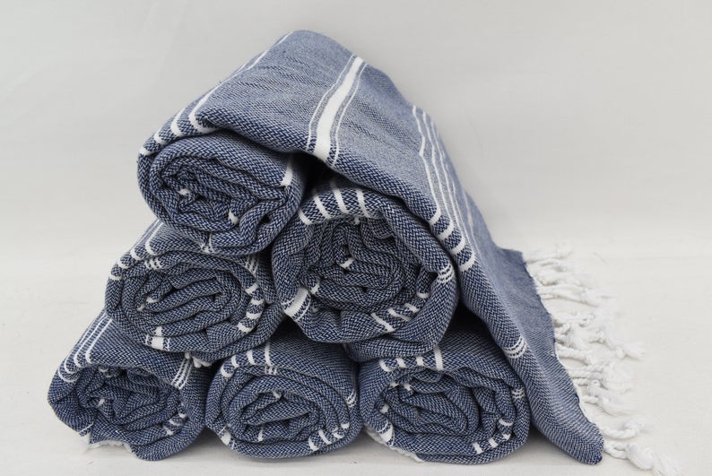 MONACO Navy Turkish Towel - 40"x70"-Turkish Towel-DECOROLALA