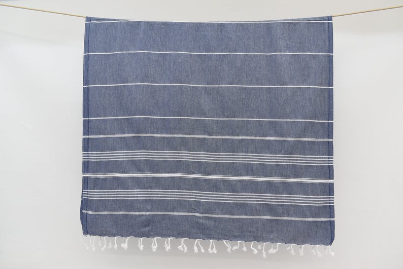 MONACO Navy Turkish Towel - 40"x70"-Turkish Towel-DECOROLALA