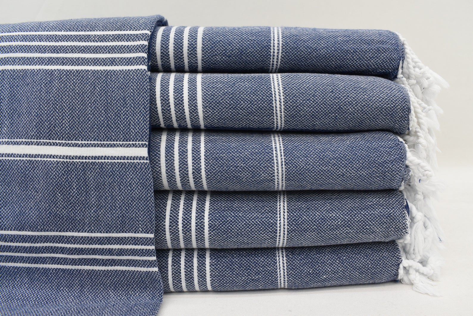 MONACO Navy Turkish Towel - 40"x70"-Turkish Towel-DECOROLALA