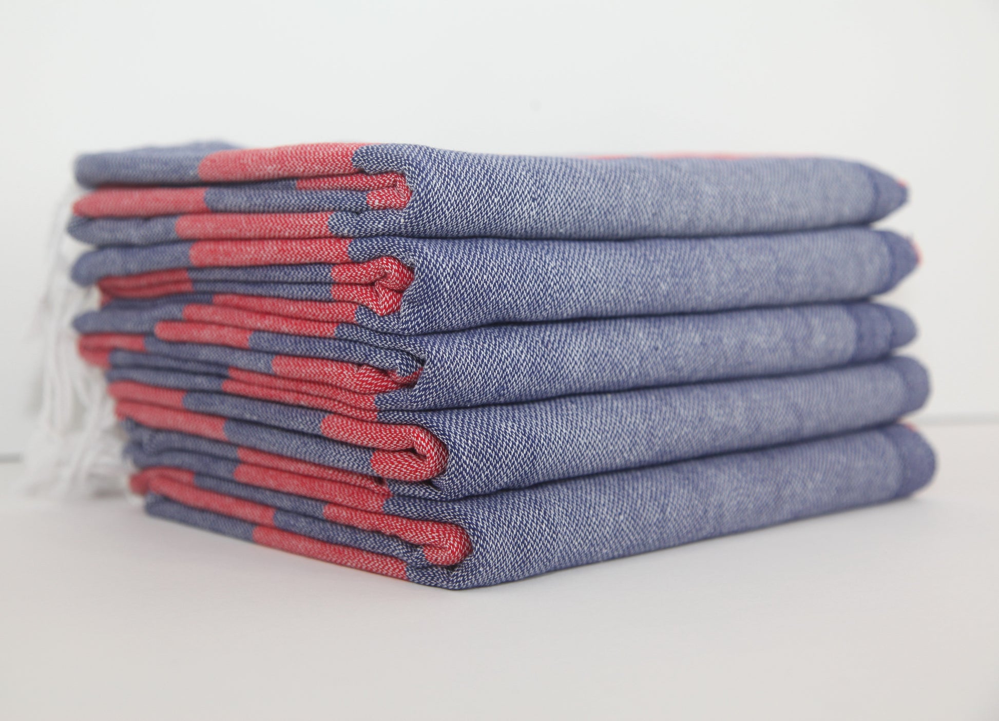 MONACO RED NAVY STRIPE TURKISH TOWEL-Turkish Towel-DECOROLALA