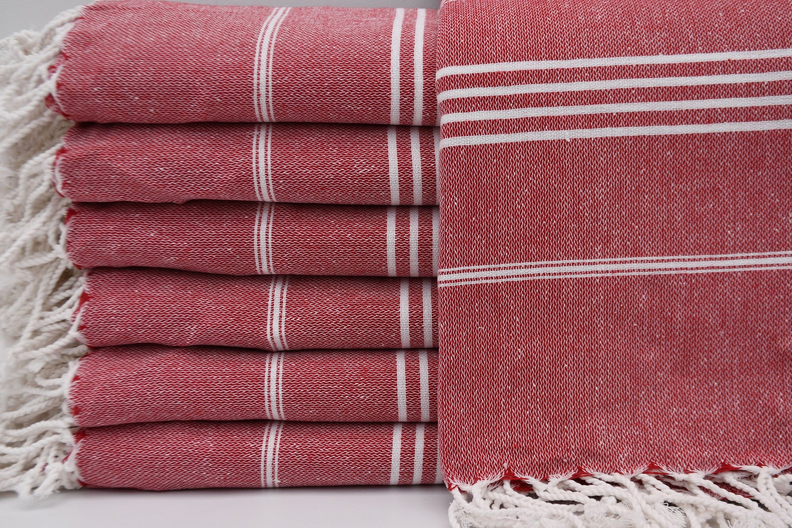 MONACO Red Turkish Towel 40"x70"-Turkish Towel-DECOROLALA