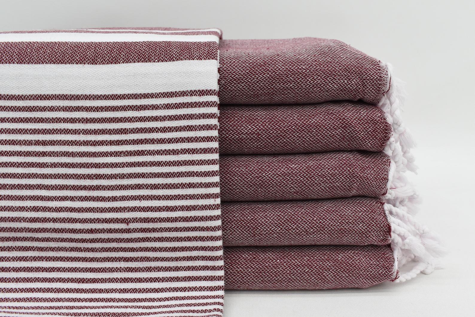 MONTE CARLO BURGUNDY TURKISH TOWEL-Turkish Towel-DECOROLALA