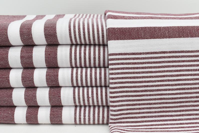 MONTE CARLO BURGUNDY TURKISH TOWEL-Turkish Towel-DECOROLALA