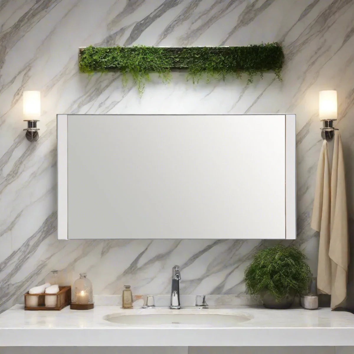 57" Melrose Mirror - White