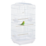 36" Bird Cage, Macaw Play House, Cockatoo, Parrot, Finch Flight Cage, 2 Doors, Perch 4 Feeder Pet Supplies, White
