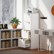 Lockable 4-Drawer Filing Cabinet - White Fluted Modern MDF