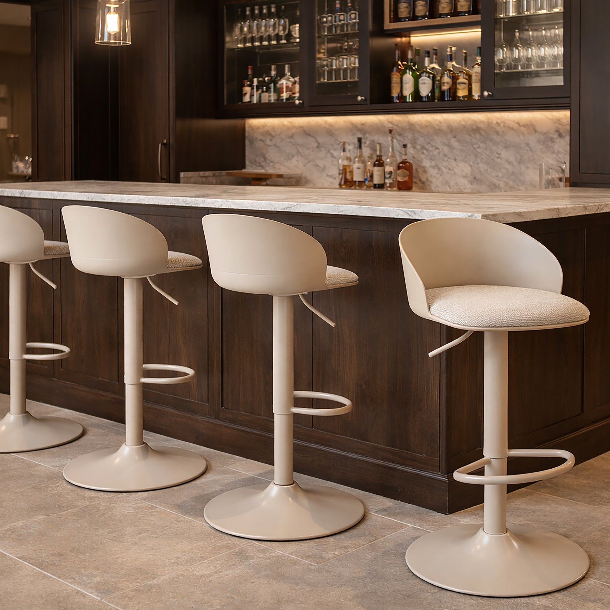 Mabel Air-Lift Stool - Beige Adjustable Counter/Bar Height-DECOROLALA